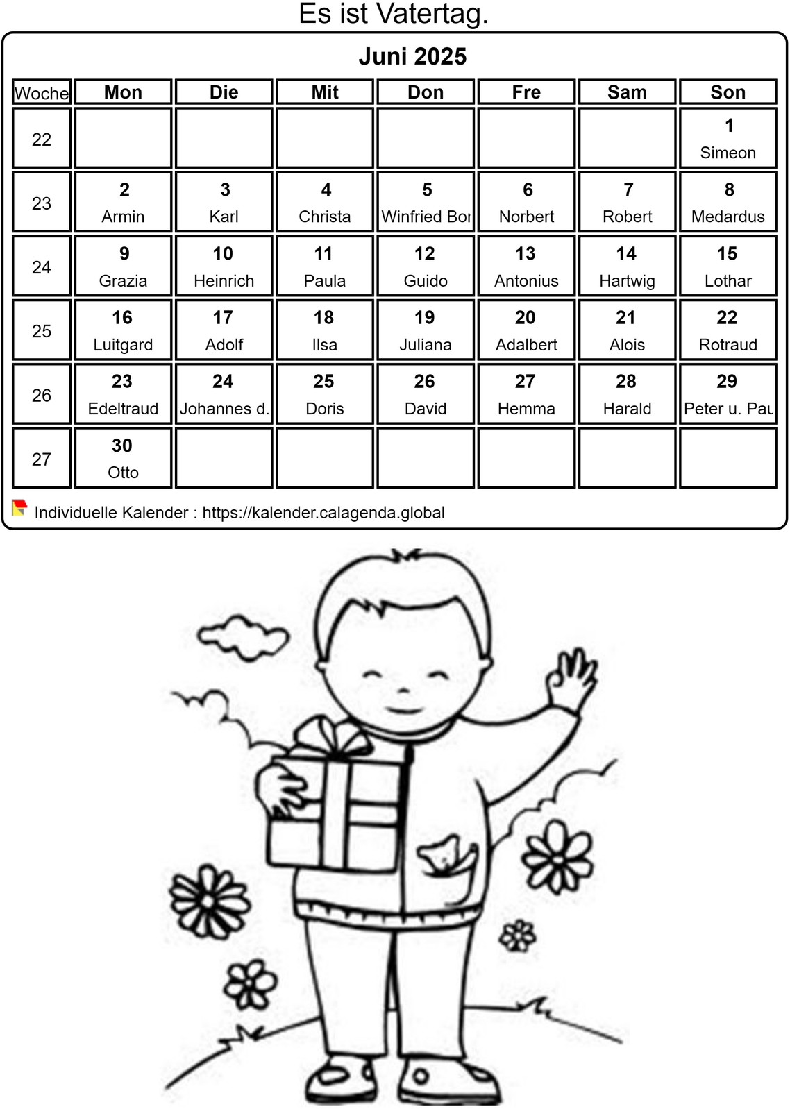 Kalender ausmalen Mai 2025