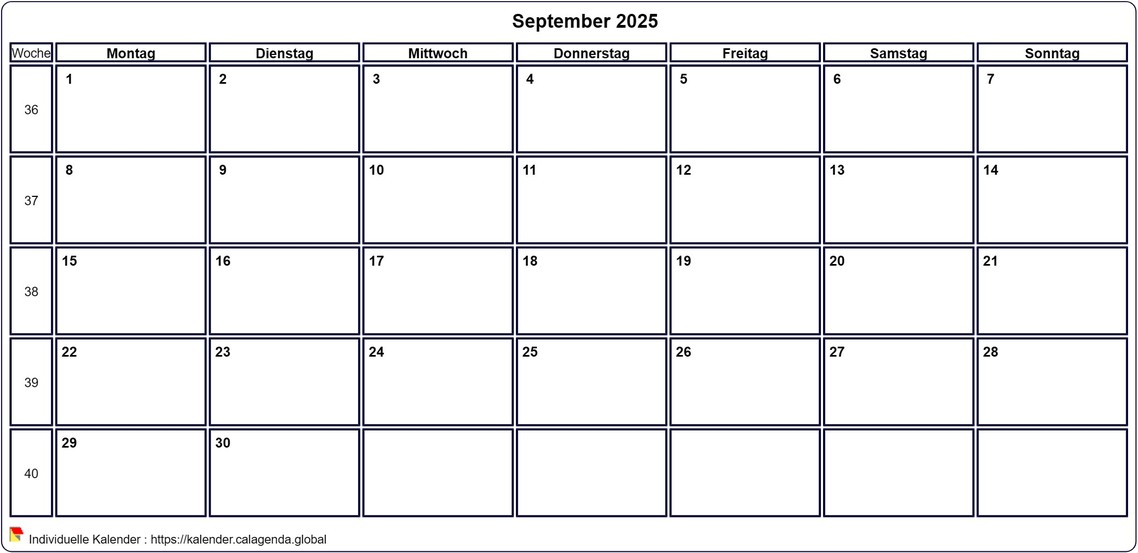 Kalender September 2025
