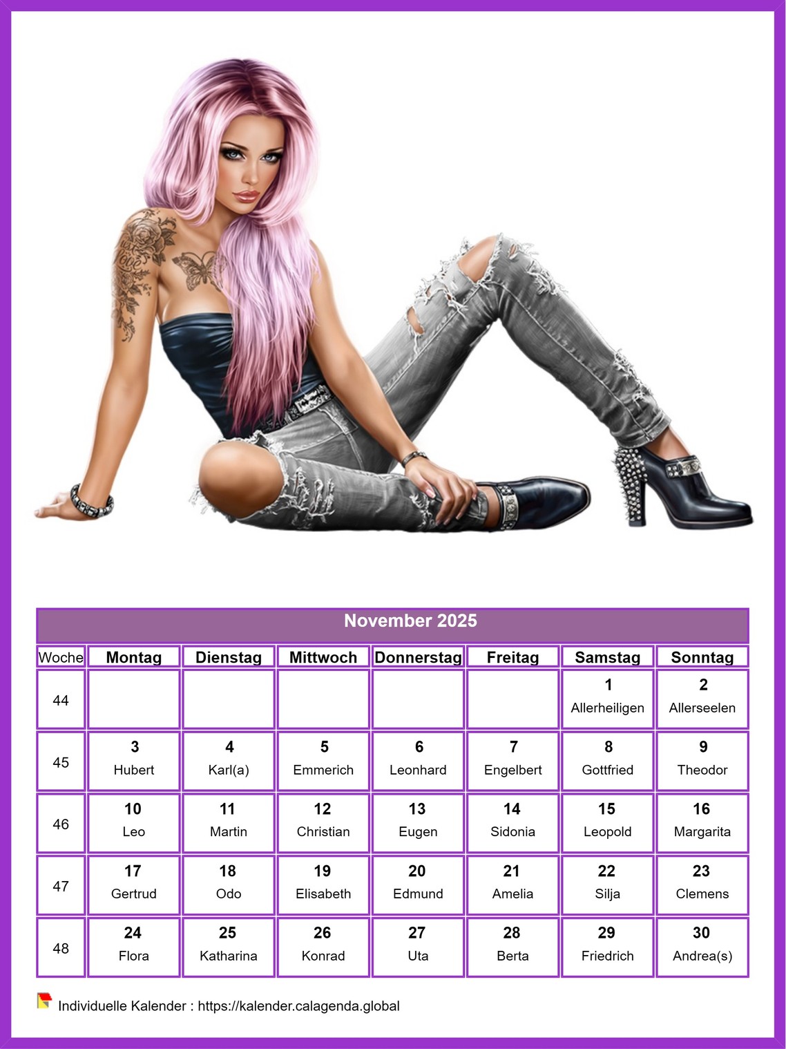 Kalender November 2025 Frauen