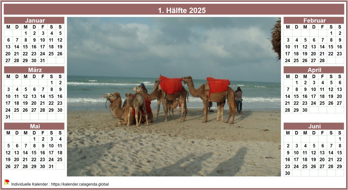 Kalender 2025 Halbjahreskalender mit Stilbeiträgen und Foto in der Mitte