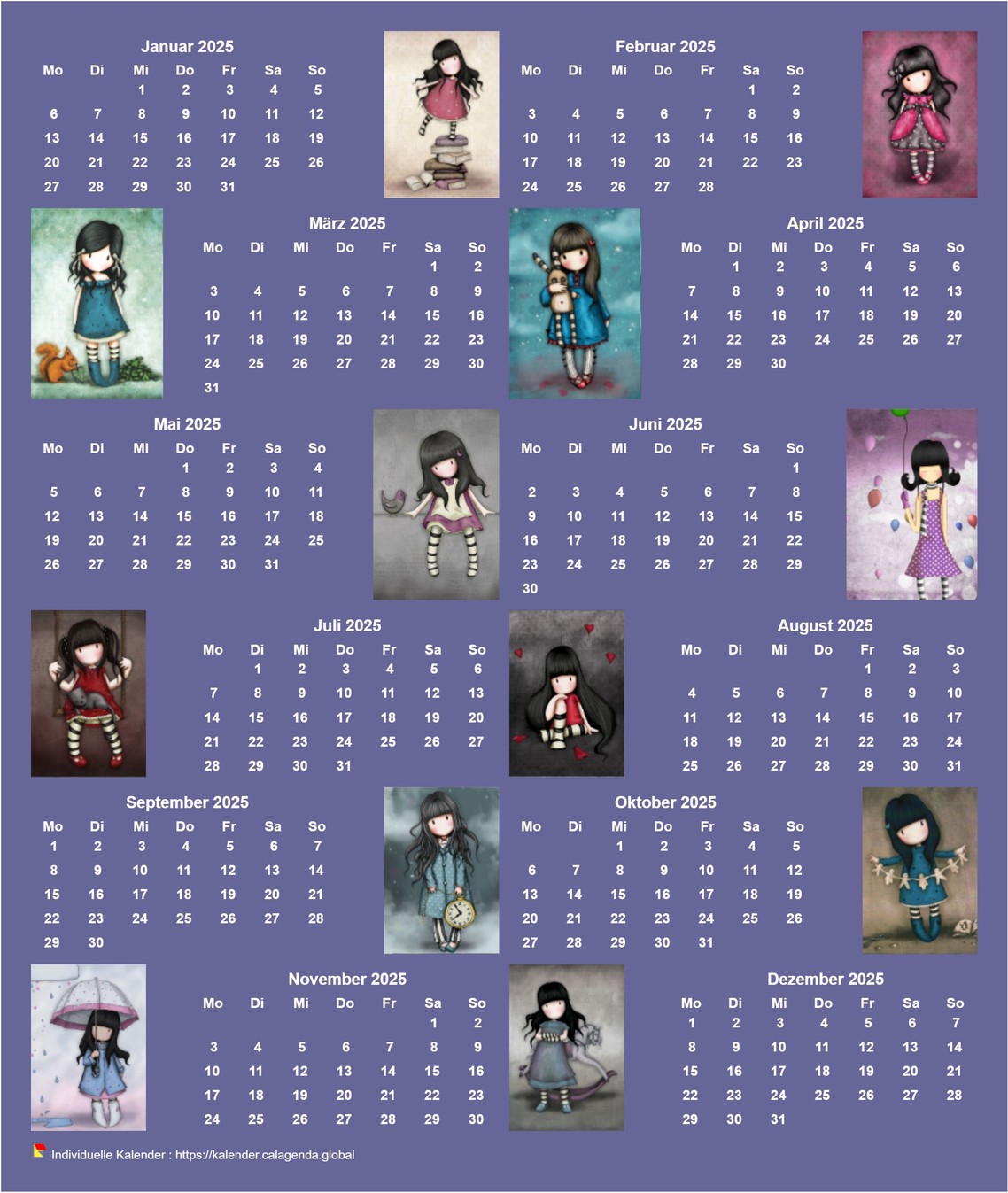 Kalender 2025 jährlich Gorjuss