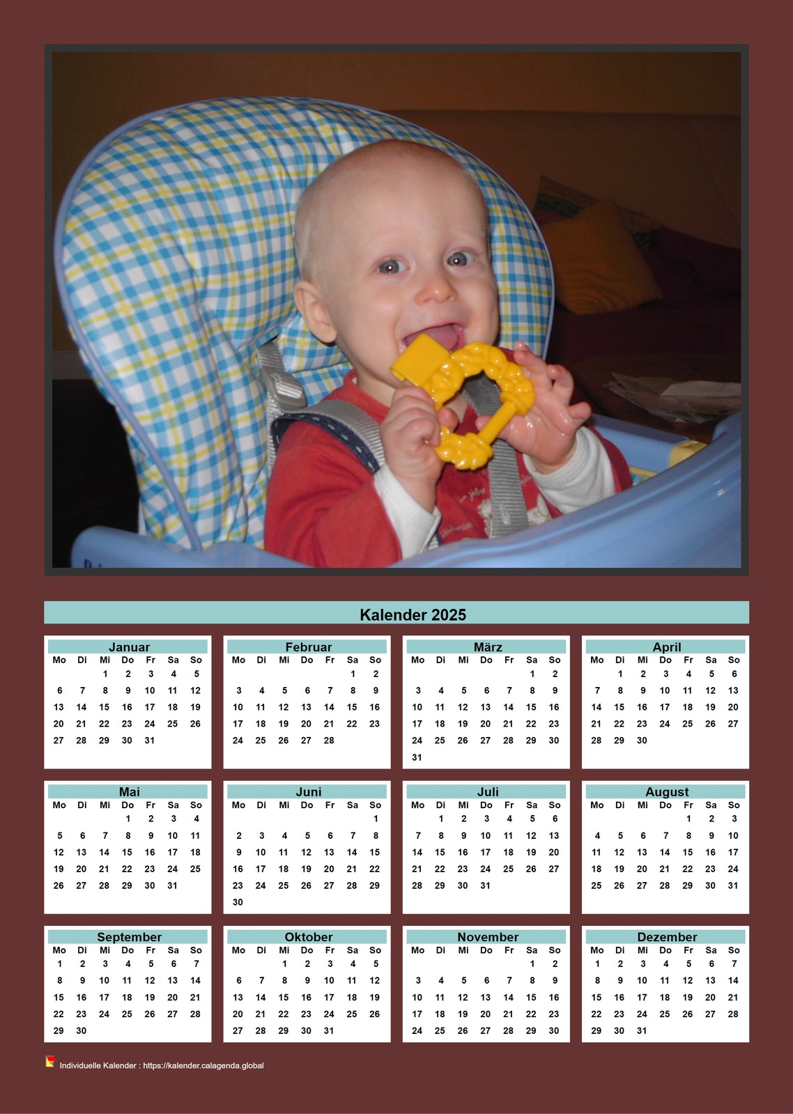 Kalender 2025 jährlich zum Ausdrucken mit Familienfoto