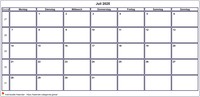 Kalender Juli 2025