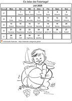 Juli 2025 Malkalender Juli 2025 Malkalender