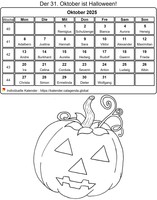 Oktober 2025 Malkalender