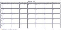 Kalender Dezember 2025
