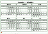 2025 halbjährlicher weißer Minikalender