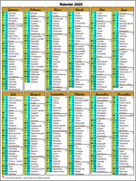 Jahreskalender 2025 - 6 Spalten - Hochformat Jahreskalender 2025 - 6 Spalten - Hochformat