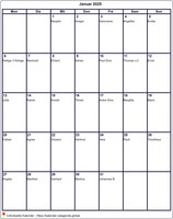 Kalender Juli 2025 leer