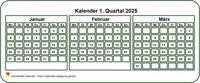 2025 Vierteljährlicher weißer Minikalender
