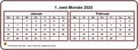 Zweimonatskalender 2025 mini weiß