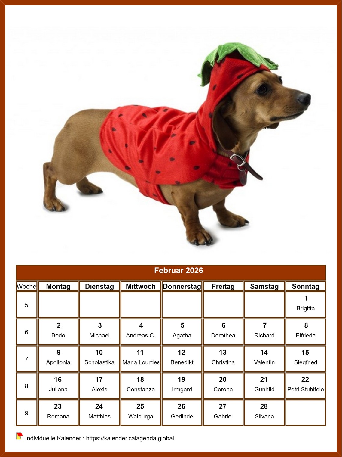 Kalender Februar 2026 Hunde