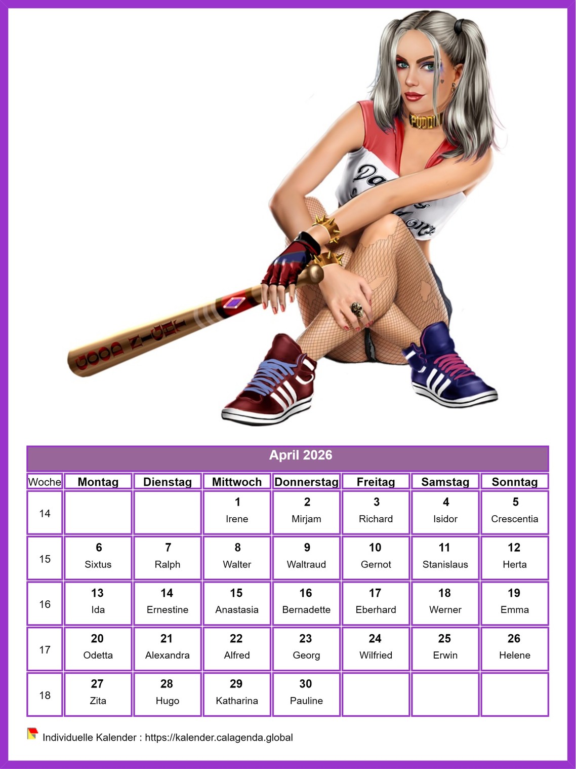 Kalender April 2026 Frauen