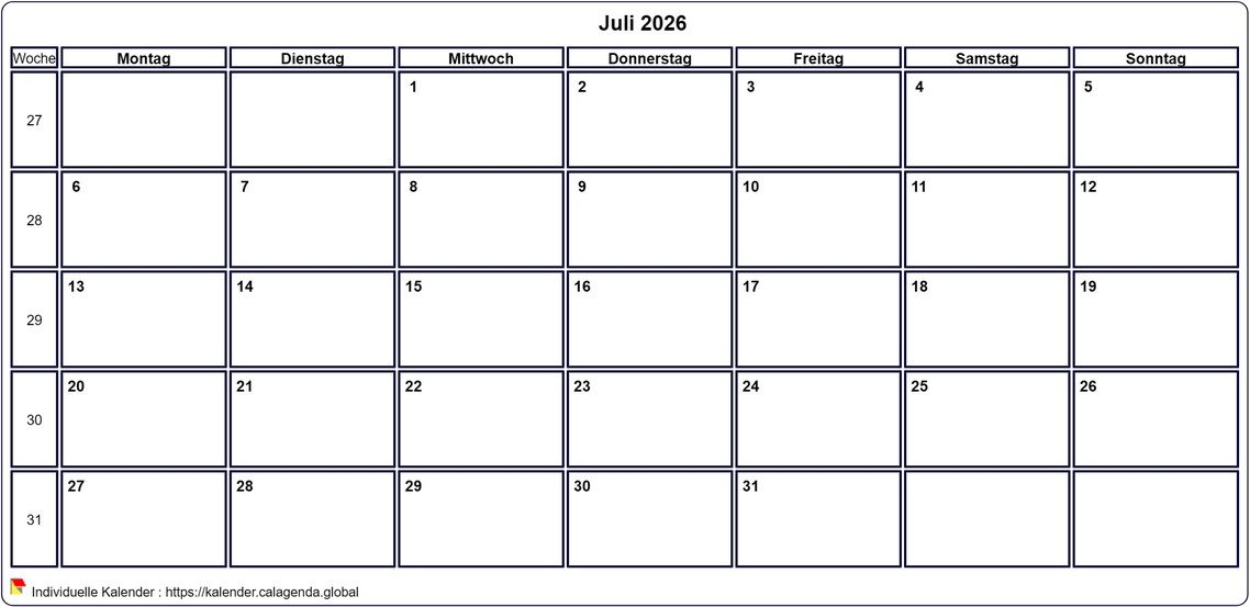 Kalender Juni 2026 Kalender Juni 2026