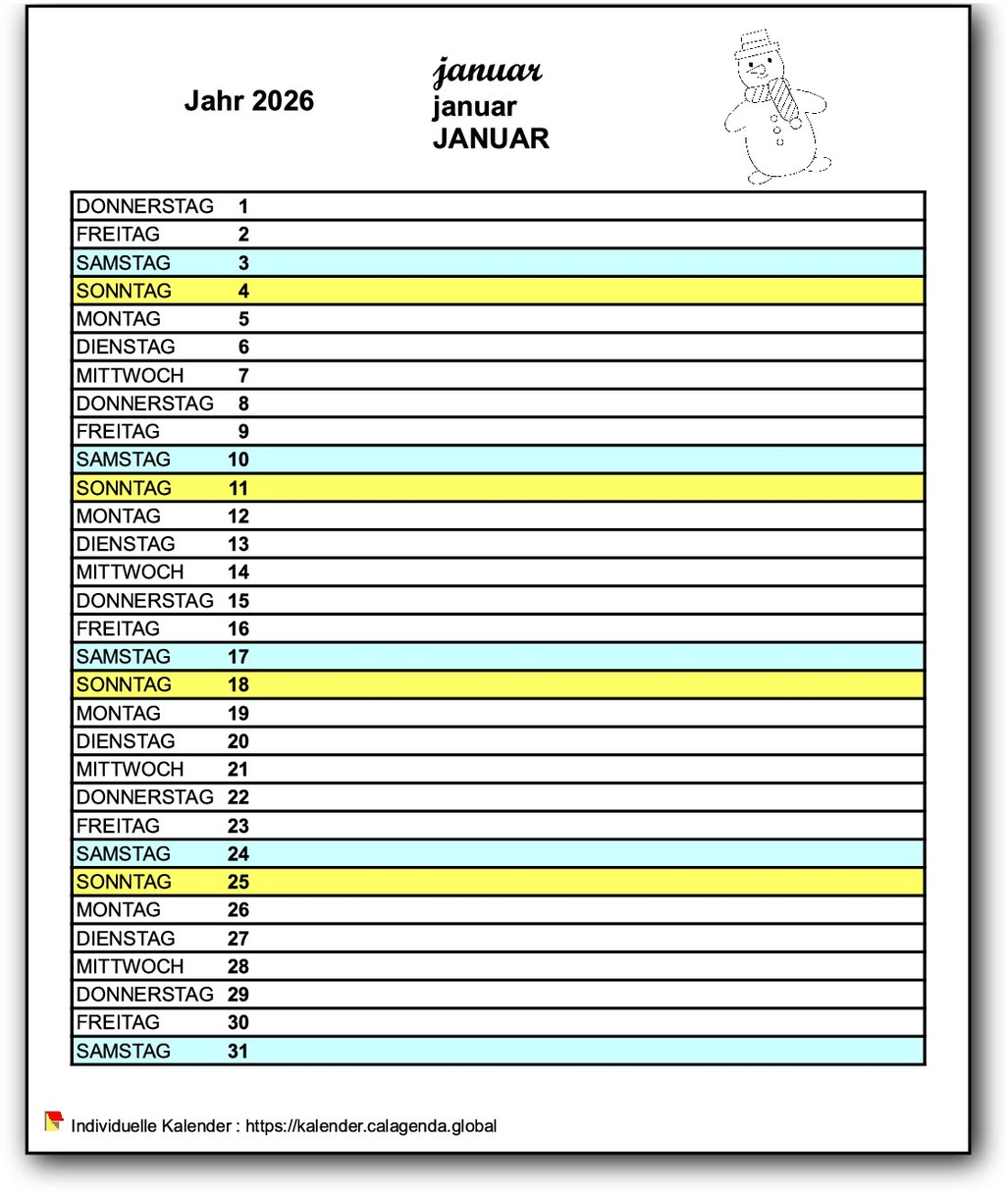 Kalender monatlich 2026 Schulkalender Grundschule