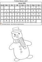 Januar 2026 Malkalender