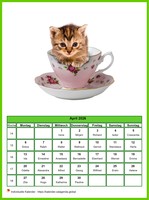 April 2026 Kalender der Serie „Katzen“