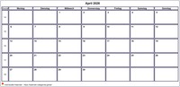 Kalender April 2026 Kalender April 2026