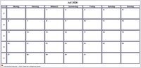 Kalender Juli 2026