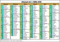 Halbjahreskalender im Querformat mit Spalten