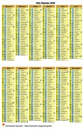 Jahrestaschenkalender im Format 10X15
