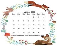 Kalender monatlich 2026 Flora- und Fauna-Stil