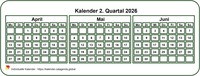Vierteljährlicher weißer Minikalender