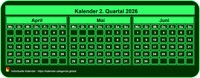 Vierteljährlicher grüner Minikalender