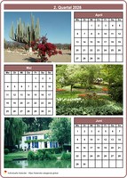 2026 Vierteljahreskalender mit einem Foto pro Monat