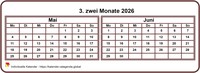 Zweimonatskalender 2026 mini weiß