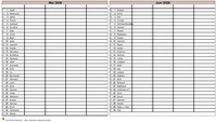 Kalender 2026 zweimonatlich, eine Spalte pro Person