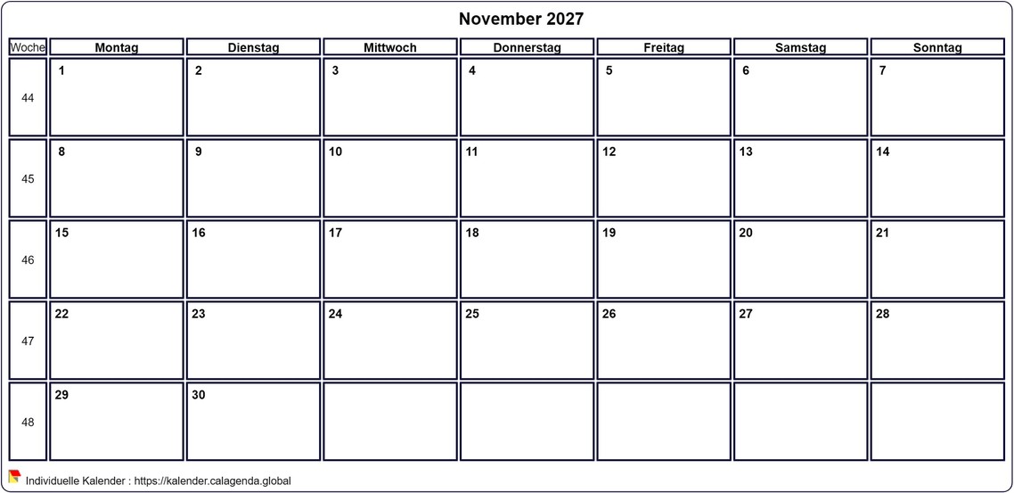 Kalender November 2027