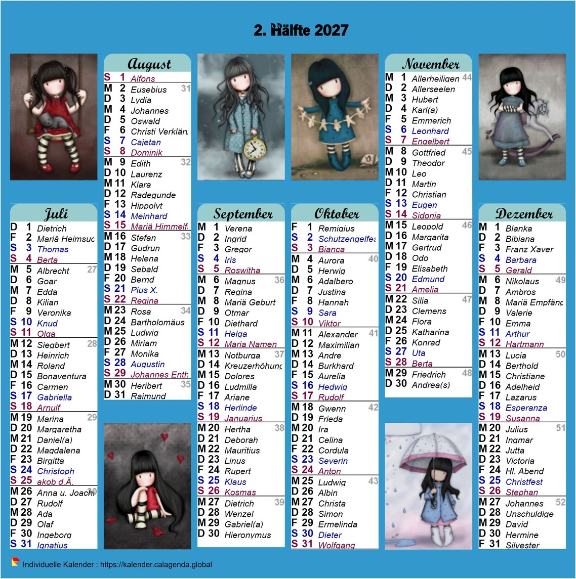 Kalender 2027 Halbjahr Gorjuss