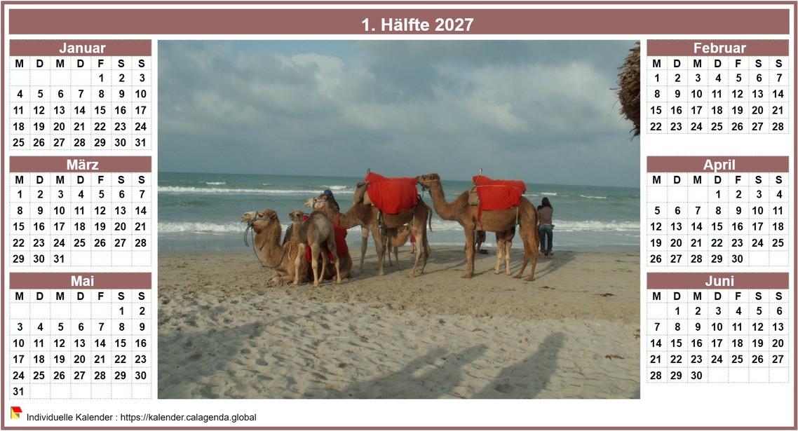 Kalender 2027 Halbjahreskalender mit Stilbeiträgen und Foto in der Mitte