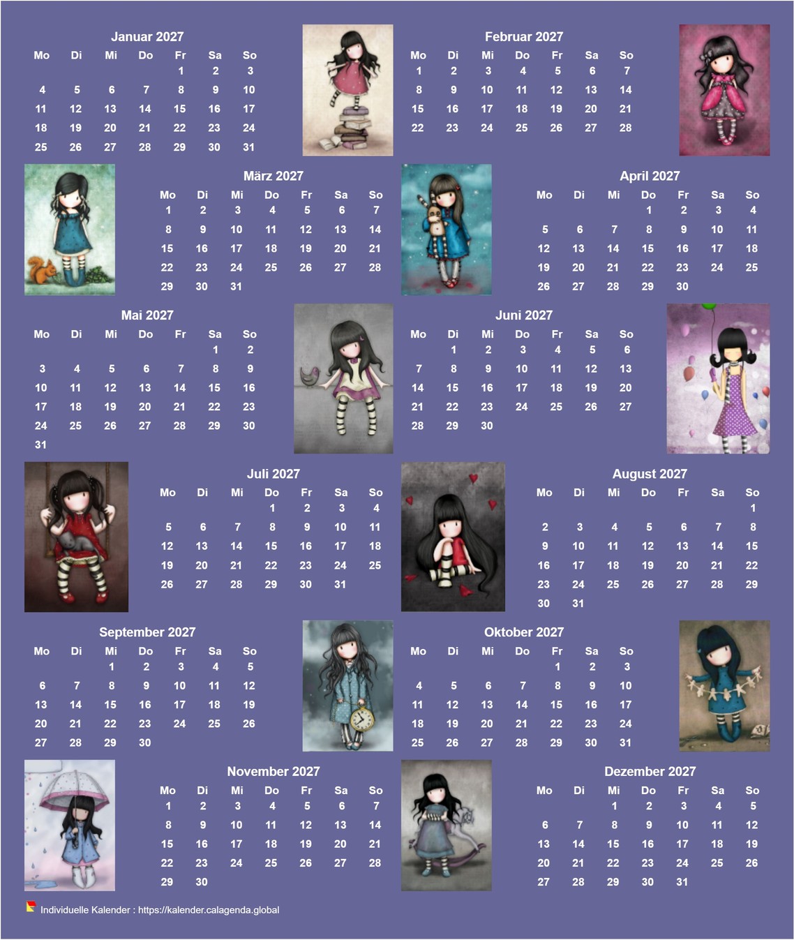 Kalender 2027 jährlich Gorjuss