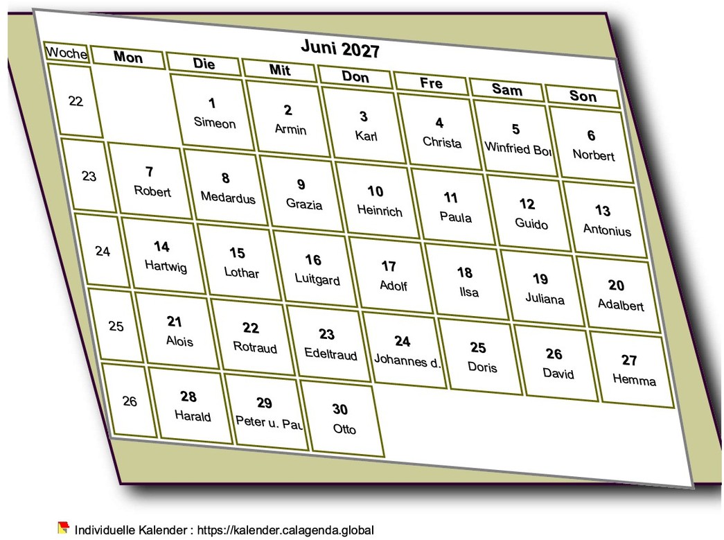 Kalender monatlich 2027 zum Ausdrucken, 3D-Stil