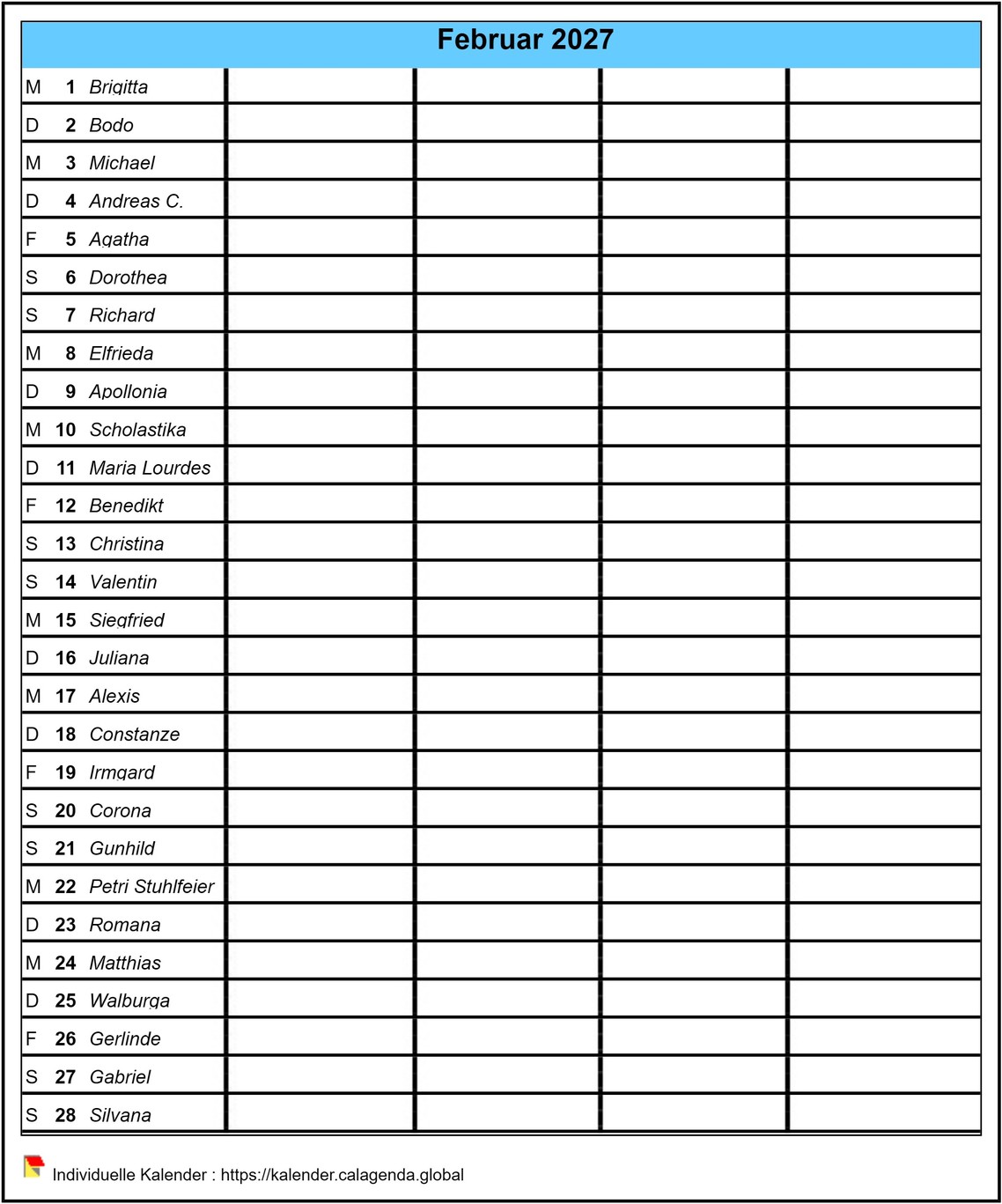 Kalenderplanung monatlich 2027 Jungfrau, Format Porträt