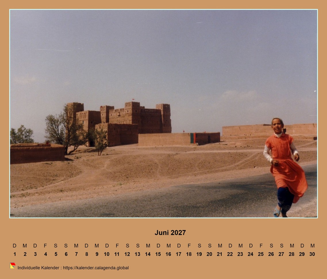 Kalender monatlich 2027 horizontal mit Foto