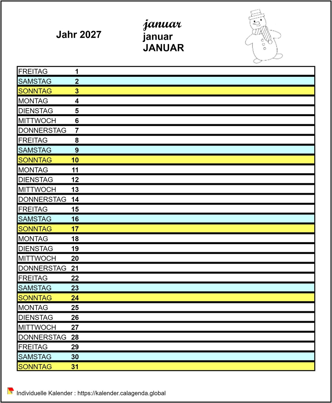 Kalender monatlich 2027 Schulkalender Grundschule