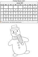 Januar 2027 Malkalender