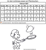 Februar 2027 Malkalender