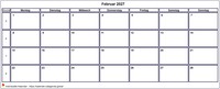 Kalender Februar 2027