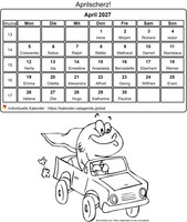 April 2027 Malkalender