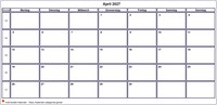 Kalender April 2027 Kalender April 2027