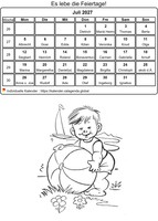 Juli 2027 Malkalender