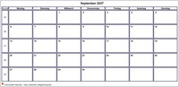 Kalender September 2027 Kalender September 2027