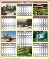 2027 Halbjahreskalender mit jedem Monat einem anderen Foto