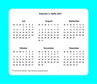 2027 Halbjahreskalender mit Rand