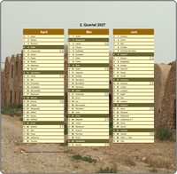 2027 Vierteljahreskalender im Hochformat mit Foto