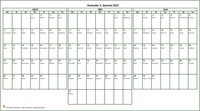2027 Vierteljahreskalender im Querformat